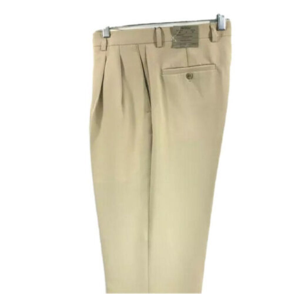 Pacelli Men's Beige Dress Pants Pleated Cuffed Hem Polyester Sizes 40" - 48"